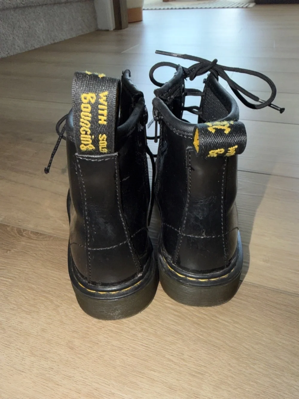 Dr Martens Patent Zip Leather Boots Black - KIDS 2 combat moto tendy Streetwear
